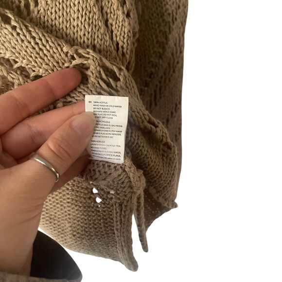 RD Style Women's Size Medium Brown Open‎ Knit Coastal Boho Top - Picture 7 of 9